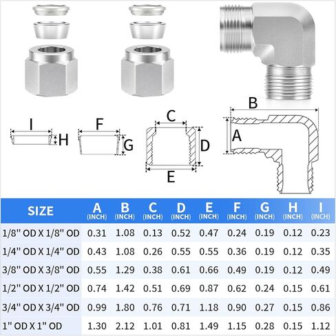 ChillWaves 304 Stainless Steel Compression Tube Fitting, 3/8" OD x 3/8" NPT Male 90 Degree Elbow Compression Union Connector(2-PACK) in Saudi Arabia