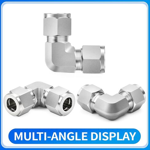 ChillWaves 304 Stainless Steel Compression Tube Fitting, 3/8" OD x 3/8" NPT Male 90 Degree Elbow Compression Union Connector(2-PACK) in Saudi Arabia