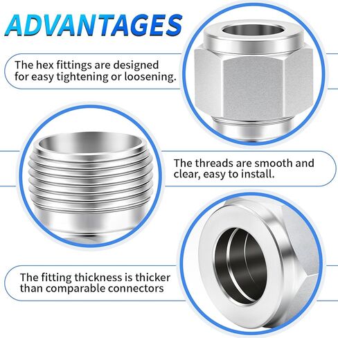 ChillWaves 304 Stainless Steel Compression Tube Fitting, 3/8" OD x 3/8" NPT Male 90 Degree Elbow Compression Union Connector(2-PACK) in Saudi Arabia