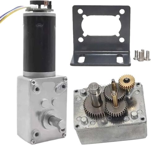 DC Worm Gear Motor 12V 24V High Tq Right Angle Reducer with Encoder Low Noise Metal Gearbox(Motor only,16R-12V) in Saudi Arabia
