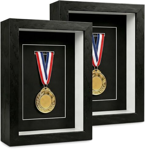 Medal Display Case, Medal Display Shadow Box with Real Glass for Wall Mount or Tabletop Display, 5* 7 Inches Medal Display Case Gift for Runners, Marathon Memorabilia, Military Medals in Kuwait