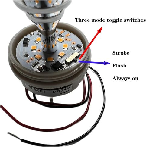 أخضر أصفر أحمر 12 فولت 24 فولت 110 فولت 220 فولت مصباح إشارة صغير ثلاثة أوضاع تبديل فلاش ستروب دائمًا على مصباح LED تحذيري (BLUE-220V) in Kuwait