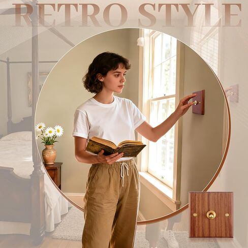 مقبس مفتاح الإضاءة على الطراز الصناعي الأمريكي القديم، 3.38 بوصة من خشب الجوز الصلب مفتاح هزاز للضوء 1/2 طريقة رافعة نحاسية داخلية من النحاس على شكل لوحة عتيقة للمنزل لديكور المنزل (عصابتان) in Kuwait