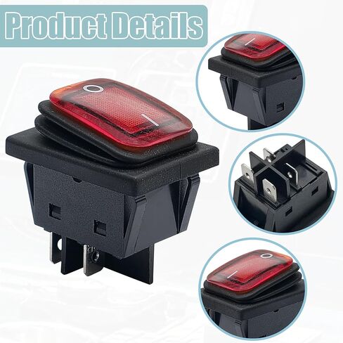 30A 250V 4 Pin 2 Position ON/Off Rocker Switch,with Snap in end Clips, Fits Electric Welding Machine,Popcorn Maker, Treadmill,Vacuum Cleaner etc. in Kuwait