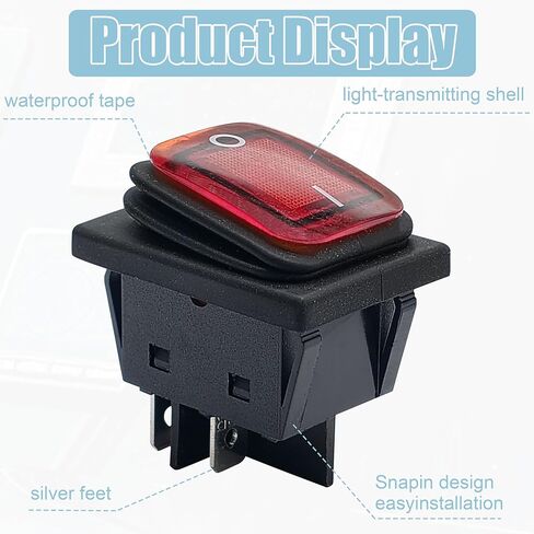 30A 250V 4 Pin 2 Position ON/Off Rocker Switch,with Snap in end Clips, Fits Electric Welding Machine,Popcorn Maker, Treadmill,Vacuum Cleaner etc. in Kuwait