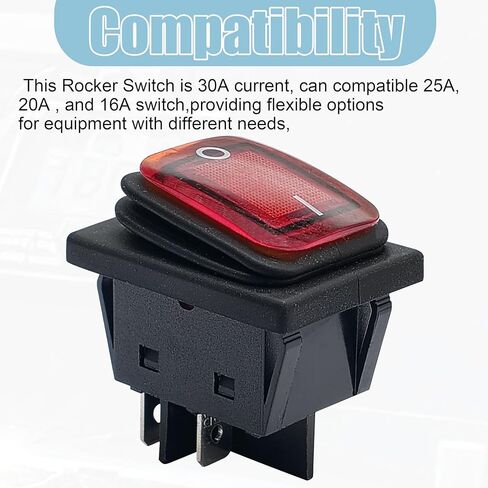 30A 250V 4 Pin 2 Position ON/Off Rocker Switch,with Snap in end Clips, Fits Electric Welding Machine,Popcorn Maker, Treadmill,Vacuum Cleaner etc. in Kuwait