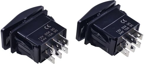 JZGRDN 2PACKS 20A 12VDC Rocker Switch VLD1S00B-AZC00-000 VLD1S00BAZC00000 متوافق مع (ON)-Off-(ON) مختومة غير مضيئة 6 اتصالات in Saudi Arabia