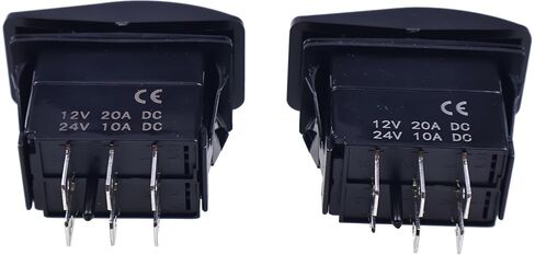 JZGRDN 2PACKS 20A 12VDC Rocker Switch VLD1S00B-AZC00-000 VLD1S00BAZC00000 متوافق مع (ON)-Off-(ON) مختومة غير مضيئة 6 اتصالات in Saudi Arabia