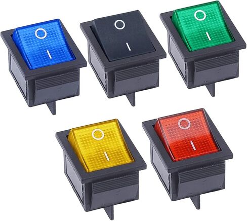 KCD4 Rocker Switch ON-Off 2 Position 4 Pins/6 Pins Electrical Equipment with Light Power Switch Switch Cap 16A 250VAC/20A 125V (Color : Blue, Size : 6 Pin) in Kuwait