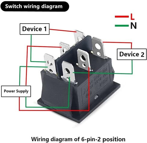 KCD4 Rocker Switch ON-Off 2 Position 4 Pins/6 Pins Electrical Equipment with Light Power Switch Switch Cap 16A 250VAC/20A 125V (Color : Blue, Size : 6 Pin) in Kuwait