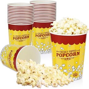 50 عبوة من دلاء الفشار بوزن 32 أونصة. يمكن التخلص منه. حاويات الفشار الورقية. مقاومة الشحوم. أكواب الفشار للمسرح المنزلي ليلة الفيلم. تنازلات الفشار. السفن سريعة in Kuwait