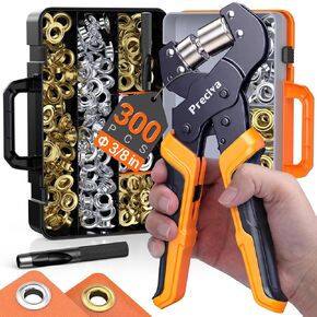 Grommet Tool Kit with Quick-Change Jaws- 3/8" Handheld Eyelet Kit, 300Pcs Gold/Silver Grommets, Ratchet Pliers, No Screwdriver for Jaw Swap, Sturdy Punch for Fabric Tarpaulin Canvas PVC Banners in Kuwait