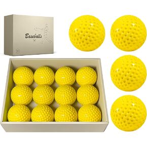 12 Pack Yellow Dimpled Baseballs, 9-Inch Pitching Machine Baseballs for Hand-Eye Coordination, Hitting and Fielding Practice in Saudi Arabia