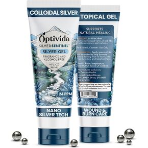 OPTIVIDA Colloidal Silver Gel for Wound Care, Natural Topical Skin Healing | Nano-Silver Topical Gel for Wounds, Burns, Rashes, Skin Irritations, Unscented in Kuwait