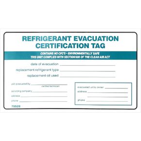 Refrigerant Evacuation Certification Tag Refrigeration ID Labels - 20 Pack Self-Adhesive Vinyl Stickers for HVAC, Air Conditioning & Refrigerant Identifier in Saudi Arabia