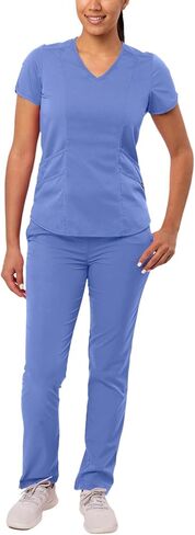 Adar Pro Core Classic Scrub Set for Women - Top -Neck Scrub Top و Pronts Scrub Scrub المصمم خصيصًا in Saudi Arabia