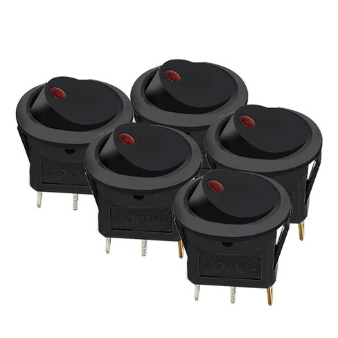 مفاتيح تبديل التلألؤ 12 فولت تشغيل/إيقاف 5 قطع/مجموعة مصباح LED مقاوم للماء مفتاح نقطة هزاز مستدير مفتاح ضغط السيارة (20 مم - أزرق أ) in Kuwait