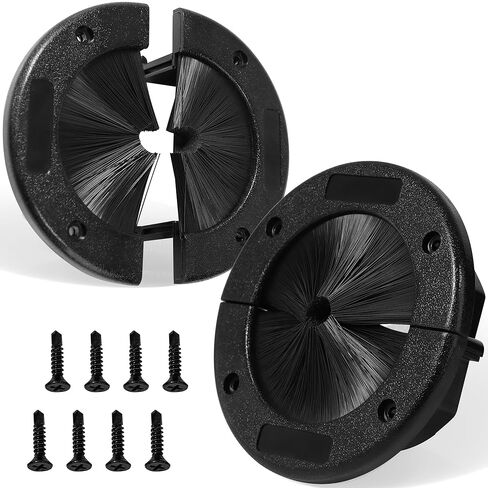 عبوتان من حلقات الفرشاة المستديرة، حلقة معدنية كبيرة مقاس 5.71 بوصة مع فرشاة، حلقة إدارة الكابلات المستديرة ذات الأرضية المرتفعة مع حماية من الغبار وتدفق الهواء، تمرير الكابل من خلال حلقة معدنية لجدار مكتب البيانات المنزلي in Kuwait