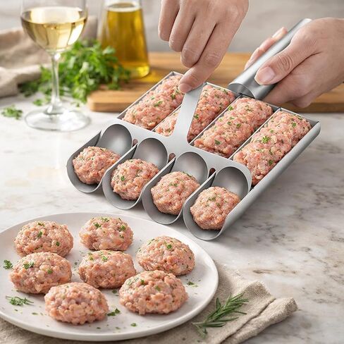 4-in-1 Meatball Maker Tool, 304 Stainless Steel Meatball Scoop & Mold, Makes 4 Uniform Meatballs at Once, Nonstick Release, Dishwasher Safe, for Pasta, Soup, Meal Prep & Party Appetizers in Saudi Arabia