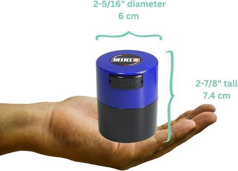 Minivac - 10g to 30 grams Airtight Multi-Use Vacuum Seal Portable Storage Container for Dry Goods, Food, and Herbs - Dark Blue Cap & Black Body in Saudi Arabia