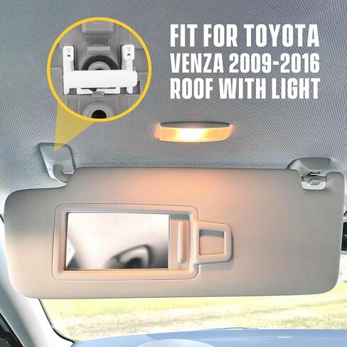 Left Driver Side Sun Visor with Light for Toyota Venza 2009 2010 2011 2012 2013 2014 2015 2016, Replace 74320-0T021-A1, with Sunroof in Saudi Arabia