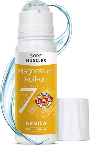 لفة على عصا أرنيكا المغنيسيوم من سبعة معادن - مرخي العضلات الطبيعي بالكامل لألم العضلات وآلام الظهر وتشنجات الساق - لفة أرنيكا مع المغنيسيوم لتخفيف الألم سريع المفعول وتخفيف العضلات، 3 أونصة سائلة in Kuwait