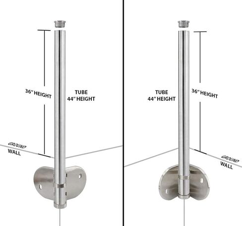 Stainless Steel 316 Grade Side Mount Glass Railing Post 36", Corner Fascia Mount Bracket, 1-5/8" OD Round Tubing 44" Long, Post End Cap, Satin Finish in Saudi Arabia