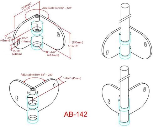 Stainless Steel 316 Grade Side Mount Glass Railing Post 36", Corner Fascia Mount Bracket, 1-5/8" OD Round Tubing 44" Long, Post End Cap, Satin Finish in Saudi Arabia