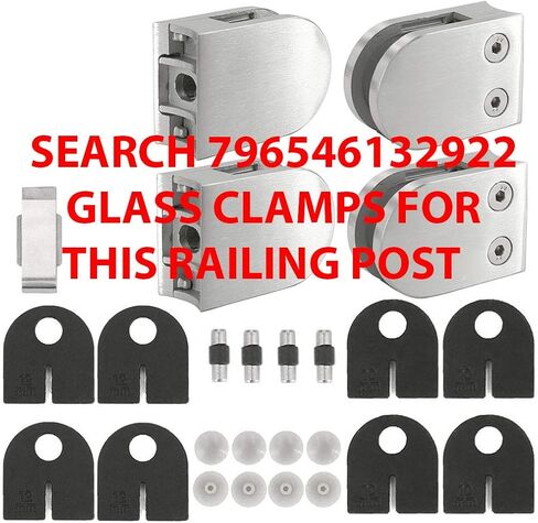 Stainless Steel 316 Grade Side Mount Glass Railing Post 36", Corner Fascia Mount Bracket, 1-5/8" OD Round Tubing 44" Long, Post End Cap, Satin Finish in Saudi Arabia