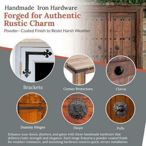 4 Pack 7" Metal T Bracket for Furniture - Black - Handmade Decorative Steel Brackets - Rustic Metal Corner Brackets for Front Doors, Gates, Garages, Tables & Cabinets - The Sonora Series in Kuwait