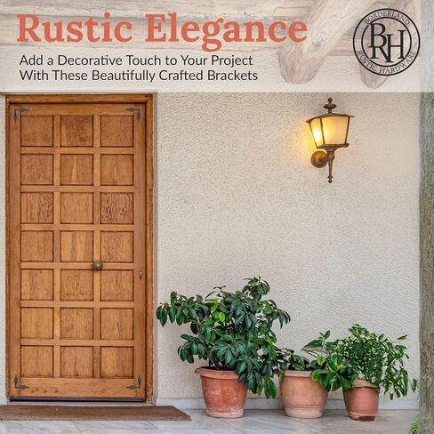 4 Pack 7" Metal T Bracket for Furniture - Black - Handmade Decorative Steel Brackets - Rustic Metal Corner Brackets for Front Doors, Gates, Garages, Tables & Cabinets - The Sonora Series in Kuwait