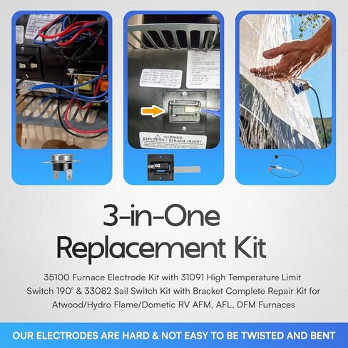 33082 Sail Switch Kit with Bracket + 35100 Electrode Kit + 31091 Limit Switch for Atwood/Hydro Flame/Dometic RV AFS, AFM, AFL, DFM, DFL Furnace in Saudi Arabia