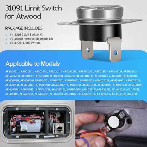 33082 Sail Switch Kit with Bracket + 35100 Electrode Kit + 31091 Limit Switch for Atwood/Hydro Flame/Dometic RV AFS, AFM, AFL, DFM, DFL Furnace in Saudi Arabia