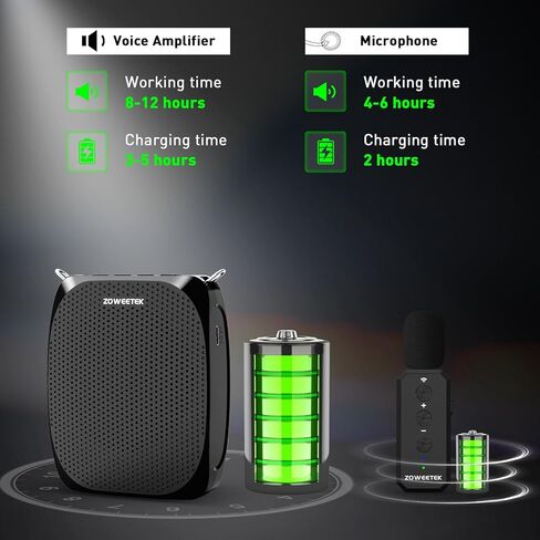 ZOWEETEK Voice Amplifier with Wireless Lavalier Microphone for Teachers, Teacher Mic with Speakers, Wireless Clip On Microphone System for Speech, Meeting, Classroom, Yoga, Mini Megaphone, 2026 New in Kuwait