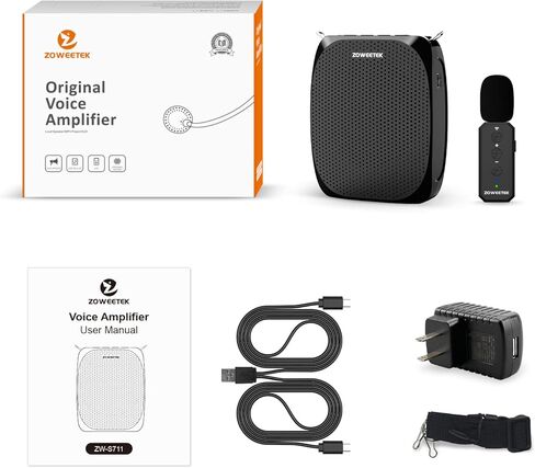 ZOWEETEK Voice Amplifier with Wireless Lavalier Microphone for Teachers, Teacher Mic with Speakers, Wireless Clip On Microphone System for Speech, Meeting, Classroom, Yoga, Mini Megaphone, 2026 New in Kuwait