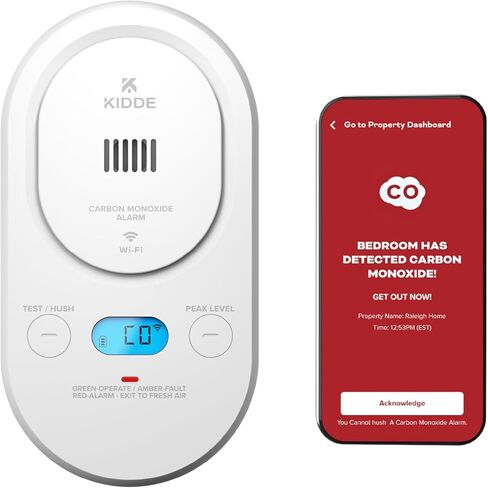 Kidde Smart Carbon Monoxide Detector, Plug-in with AA Battery Backup, Real-Time Notifications, 2.4 GHz Wi-Fi Enabled, Rotating Plug, 85 dB Alarm, 5th Edition, COPDW in Saudi Arabia