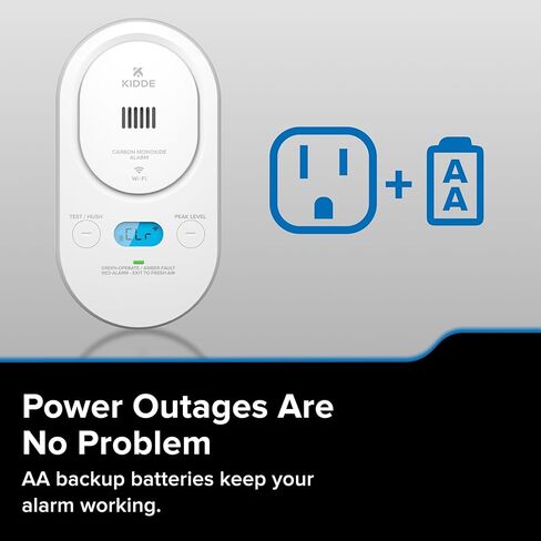 Kidde Smart Carbon Monoxide Detector, Plug-in with AA Battery Backup, Real-Time Notifications, 2.4 GHz Wi-Fi Enabled, Rotating Plug, 85 dB Alarm, 5th Edition, COPDW in Saudi Arabia