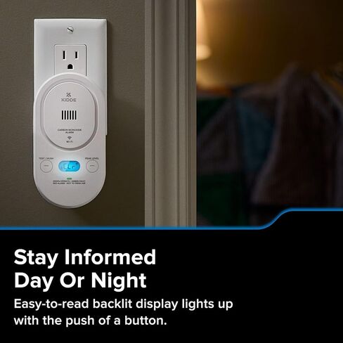 Kidde Smart Carbon Monoxide Detector, Plug-in with AA Battery Backup, Real-Time Notifications, 2.4 GHz Wi-Fi Enabled, Rotating Plug, 85 dB Alarm, 5th Edition, COPDW in Saudi Arabia