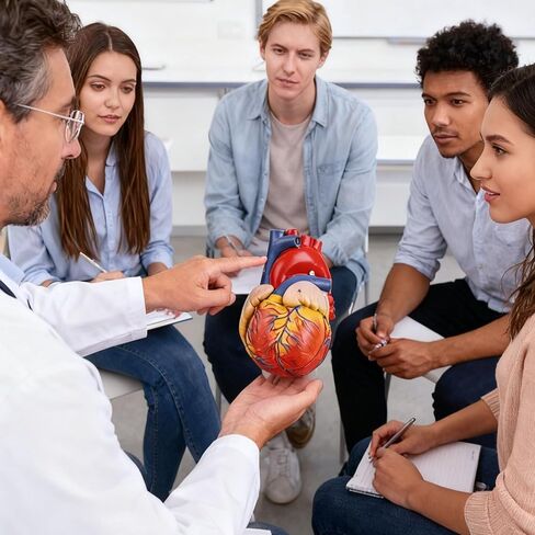 8.2in Human Heart Model Anatomy,Life Size Anatomical Heart with 48 Anatomical Structures & Mounted Display Base & Number Manual,2-Part Medical Heart Model for Cardiology Study,Classroom Demonstration in Saudi Arabia