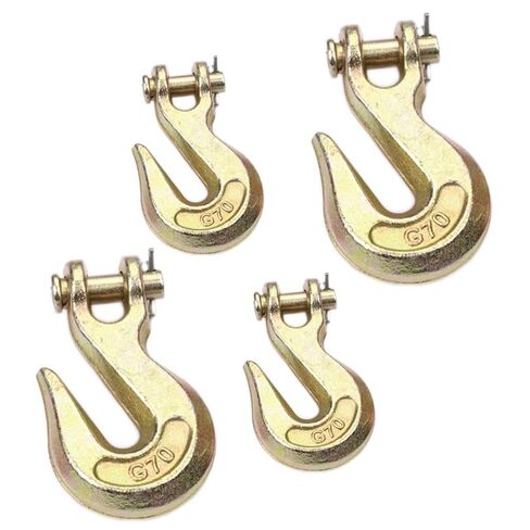 4 Pack Clevis Grab Hooks Heavy Duty Chain Hook for Grade 70 Chain Forged Alloy Steel- for Trailer Truck Transport - Yellow Chromate Finish (1/4 4PACK) in Saudi Arabia
