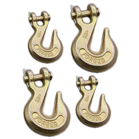4 عبوات من خطافات Clevis Grab Hooks شديدة التحمل لسلسلة من سبائك الصلب من الدرجة 70 - لنقل شاحنة المقطورة - لمسة نهائية من الكروم الأصفر (1/4 4PACK) in Kuwait