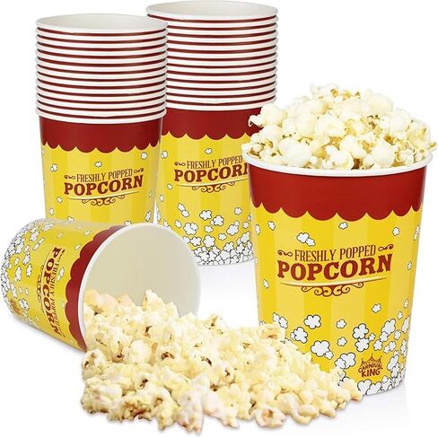 50 عبوة من دلاء الفشار بوزن 32 أونصة. يمكن التخلص منه. حاويات الفشار الورقية. مقاومة الشحوم. أكواب الفشار للمسرح المنزلي ليلة الفيلم. تنازلات الفشار. السفن سريعة in Kuwait