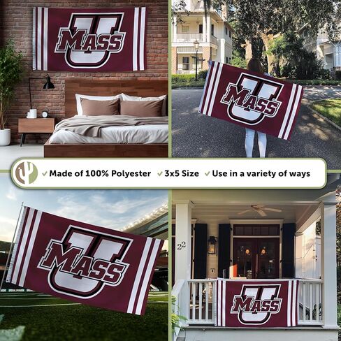 Desert Cactus University of Massachusetts 100% Polyester Indoor Outdoor 3x5 feet Banner UMass Amherst (Flag F) in Saudi Arabia