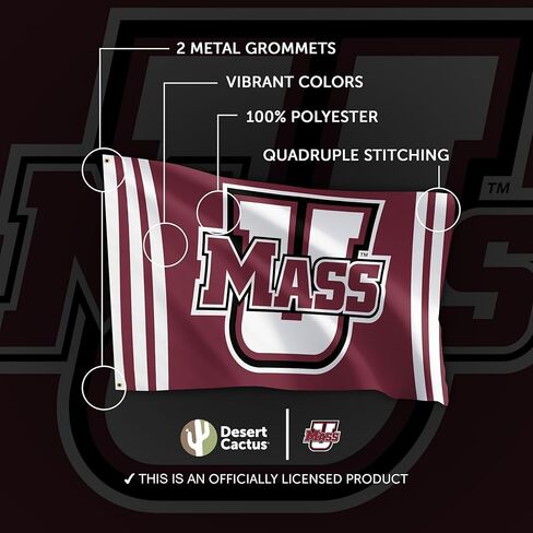 Desert Cactus University of Massachusetts 100% Polyester Indoor Outdoor 3x5 feet Banner UMass Amherst (Flag F) in Saudi Arabia