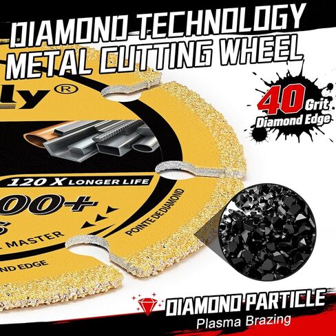 Sbestily 3 Inch Diamond Cutting Wheel for Metal, 3/8" Arbor Cut Off Wheels with 5000+ Cuts on Rebar, Steel, Iron and INOX, Angle Grinder Attachment Cutting Blades (1PCS) in Kuwait
