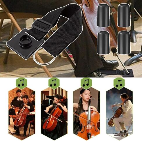 Adjustable Non-Slip Cello Strap,Cello Stopper With 4 Pcs cellos Endpin Rubber Tip,Black cello Endpin Anchor Rock Stop in Kuwait