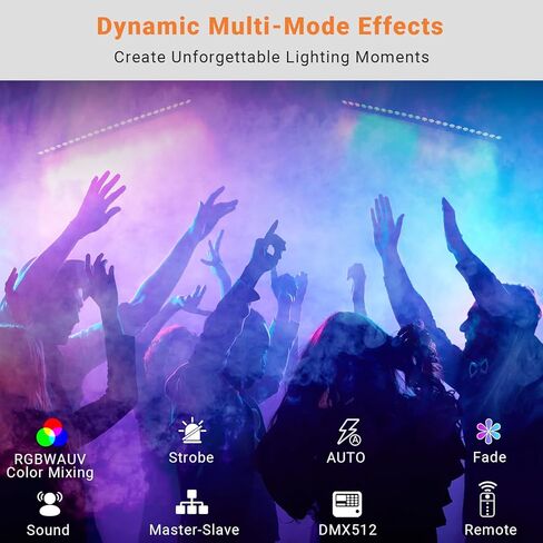 شريط ضوء غسيل المسرح: التحكم عن بعد وDMX - إعداد سهل لمخطط حفلات DJ - 150 وات 24 LEDs RGBWA + UV خلط الألوان - إضاءة غسيل الحائط للحدث وعروض حفلات الزفاف الحية in Kuwait