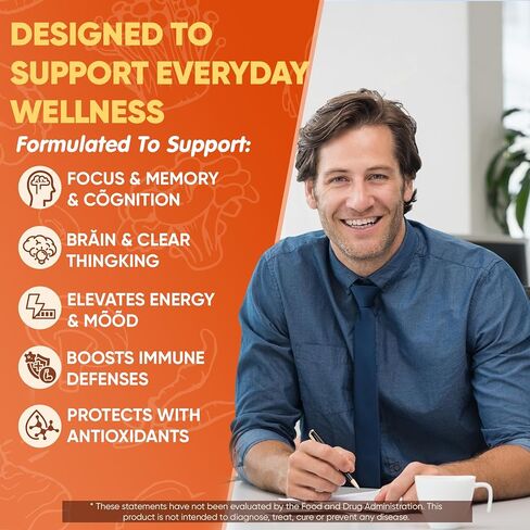 علكات الفطر، علكات الدماغ 16 في 1 مع عرف الأسد، الريشي، كورديسيبس، تشاجا، مايتاكي، B12، DHA، أشواغاندا، إل-ثيانين والمزيد، مكمل الفطر للبالغين - الذاكرة والتركيز ودعم الطاقة 60 قطعة in Kuwait