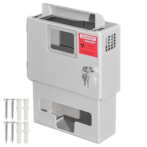 عبوتان من حاوية الأدوات الحادة المثبتة على الحائط، خزانة التخلص من الأدوات الحادة مع صندوق قفازات لحاوية حادة سعة 5 كيو تي، حاوية حائط للتخلص من إبرة ABS للاستخدام الاحترافي المنزلي، صندوق الأدوات الحادة غير متضمن in Kuwait