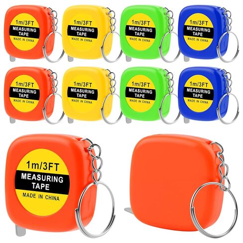 Mini Tape Measure Keychain - 8 Pack 3ft Retractable Measuring Tapes with Stable Slide Lock, 1.5 Inch Sliver Portable Retractable Small Tape Measure for DIY, Sewing, Office & Party Favors in Saudi Arabia